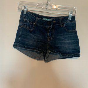 Non-Ripped Dark Wash Shorts